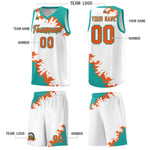 Custom White Aqua-Orange Sparkle Print Pattern Basketball Kits | BuyFootballJersey