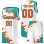 Custom White Aqua-Orange Sparkle Print Pattern Basketball Kits | BuyFootballJersey