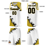 Custom White Old Gold-Black Sparkle Print Pattern Basketball Kits | BuyFootballJersey
