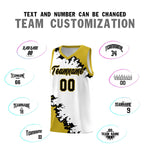 Custom White Old Gold-Black Sparkle Print Pattern Basketball Kits | BuyFootballJersey