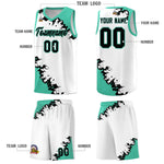 Custom White Black-Bright Green Sparkle Print Pattern Basketball Kits | BuyFootballJersey