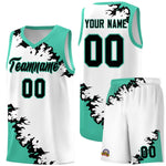 Custom White Black-Bright Green Sparkle Print Pattern Basketball Kits | BuyFootballJersey