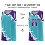 Custom Sky Blue Purple-White Sparkle Print Pattern Basketball Kits | BuyFootballJersey