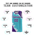 Custom Sky Blue Purple-White Sparkle Print Pattern Basketball Kits | BuyFootballJersey