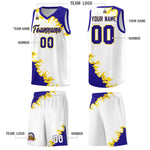Custom White Royal-Gold Sparkle Print Pattern Basketball Kits | BuyFootballJersey