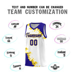 Custom White Royal-Gold Sparkle Print Pattern Basketball Kits | BuyFootballJersey