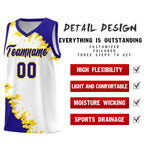 Custom White Royal-Gold Sparkle Print Pattern Basketball Kits | BuyFootballJersey