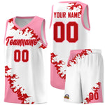 Custom White Light Pink-Red Sparkle Print Pattern Basketball Kits | BuyFootballJersey