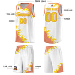 Custom White Light Orange-Gold Sparkle Print Pattern Basketball Kits | BuyFootballJersey