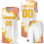 Custom White Light Orange-Gold Sparkle Print Pattern Basketball Kits | BuyFootballJersey