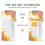 Custom White Light Orange-Gold Sparkle Print Pattern Basketball Kits | BuyFootballJersey