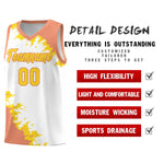 Custom White Light Orange-Gold Sparkle Print Pattern Basketball Kits | BuyFootballJersey