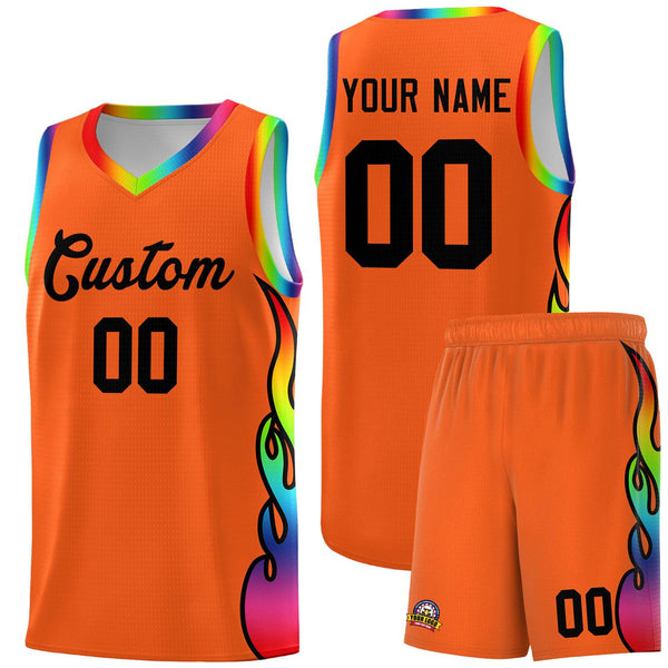 Custom Texas Orange Side Flame Pattern Fashion Sports Uniform Basketball Jersey | BuyFootballJersey
