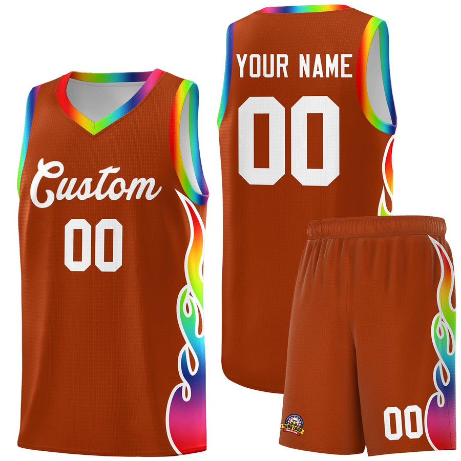 Custom Texas Orange Side Flame Pattern Fashion Sports Uniform Basketball Jersey | BuyFootballJersey