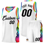 Custom White Side Flame Pattern Fashion Sports Uniform Basketball Jersey | BuyFootballJersey