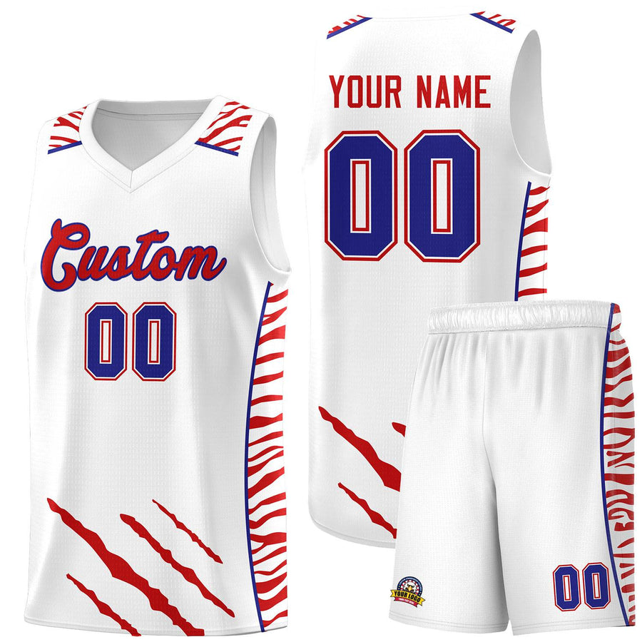 Custom White Personalized Tiger Claw Pattern Sports Uniform Basketball Jersey | BuyFootballJersey