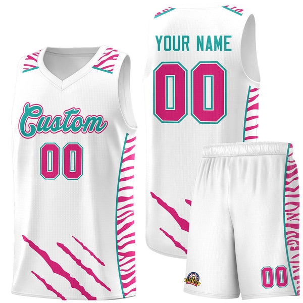 Custom White Personalized Tiger Claw Pattern Sports Uniform Basketball Jersey | BuyFootballJersey