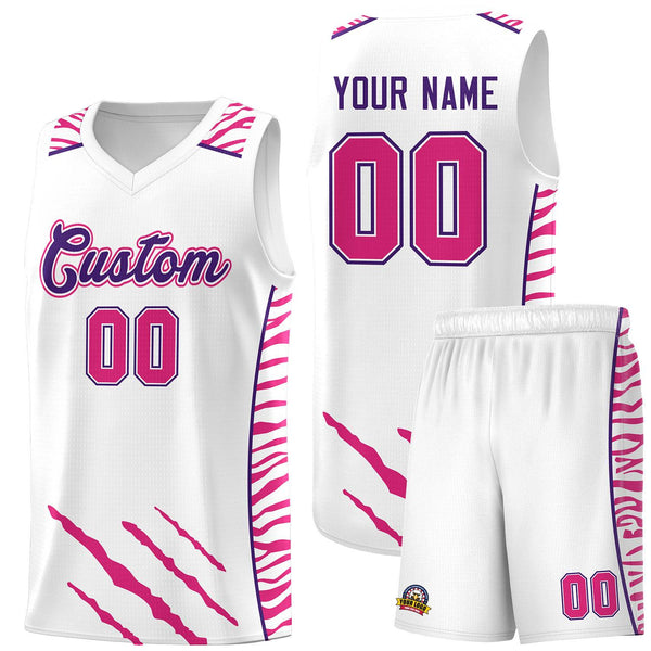 Custom White Personalized Tiger Claw Pattern Sports Uniform Basketball Jersey | BuyFootballJersey