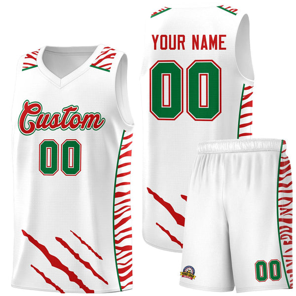 Custom White Personalized Tiger Claw Pattern Sports Uniform Basketball Jersey | BuyFootballJersey