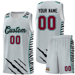 Custom Silver Personalized Tiger Claw Pattern Sports Uniform Basketball Jersey | BuyFootballJersey