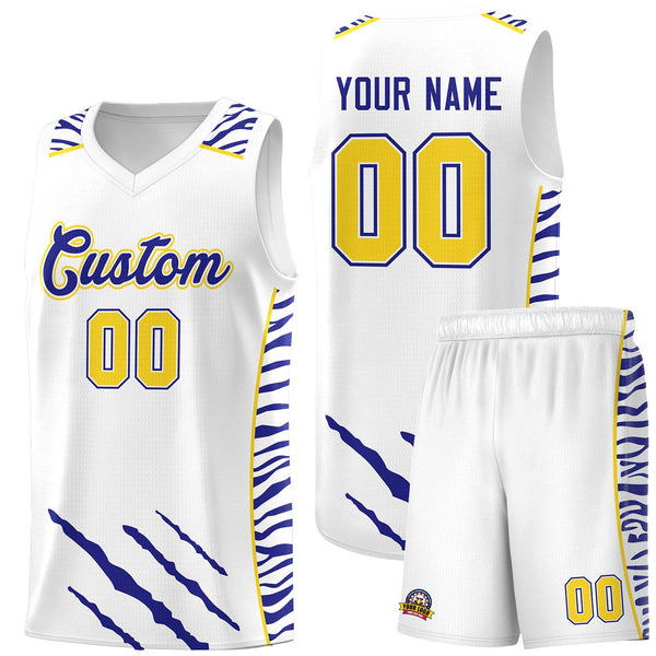 Custom White Personalized Tiger Claw Pattern Sports Uniform Basketball Jersey | BuyFootballJersey