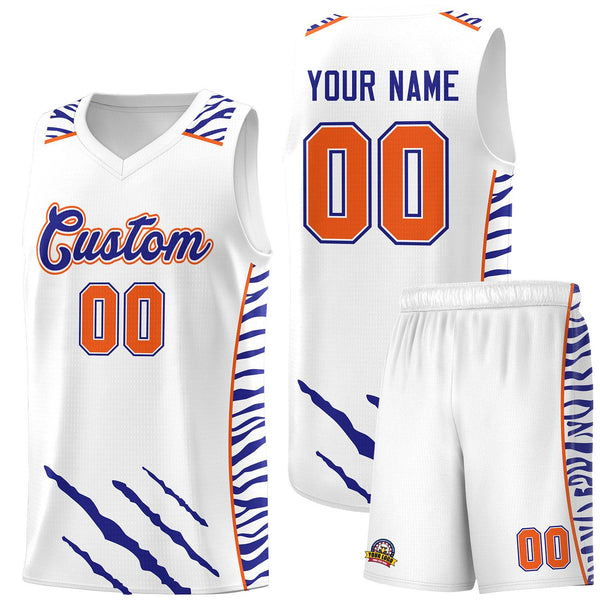 Custom White Personalized Tiger Claw Pattern Sports Uniform Basketball Jersey | BuyFootballJersey
