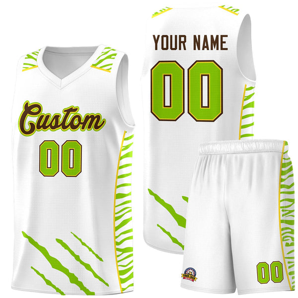 Custom White Personalized Tiger Claw Pattern Sports Uniform Basketball Jersey | BuyFootballJersey