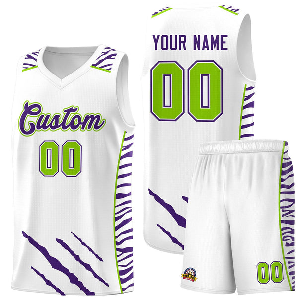 Custom White Personalized Tiger Claw Pattern Sports Uniform Basketball Jersey | BuyFootballJersey