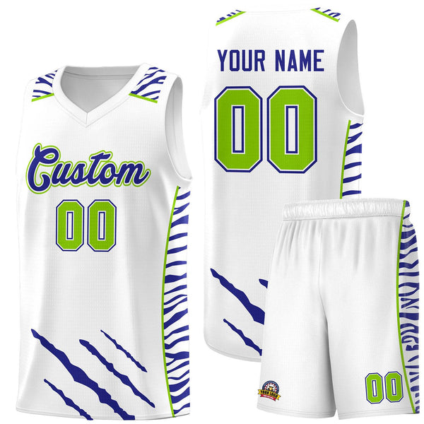 Custom White Personalized Tiger Claw Pattern Sports Uniform Basketball Jersey | BuyFootballJersey