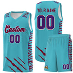 Custom Sky Blue Personalized Tiger Claw Pattern Sports Uniform Basketball Jersey | BuyFootballJersey