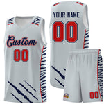 Custom Silver Personalized Tiger Claw Pattern Sports Uniform Basketball Jersey | BuyFootballJersey