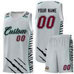 Custom Silver Personalized Tiger Claw Pattern Sports Uniform Basketball Jersey | BuyFootballJersey