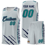 Custom Silver Personalized Tiger Claw Pattern Sports Uniform Basketball Jersey | BuyFootballJersey