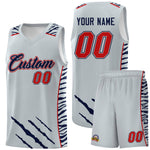 Custom Silver Personalized Tiger Claw Pattern Sports Uniform Basketball Jersey | BuyFootballJersey