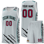 Custom Silver Personalized Tiger Claw Pattern Sports Uniform Basketball Jersey | BuyFootballJersey