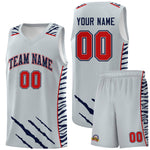 Custom Silver Personalized Tiger Claw Pattern Sports Uniform Basketball Jersey | BuyFootballJersey