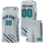 Custom Silver Personalized Tiger Claw Pattern Sports Uniform Basketball Jersey | BuyFootballJersey