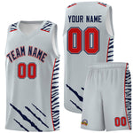 Custom Silver Personalized Tiger Claw Pattern Sports Uniform Basketball Jersey | BuyFootballJersey
