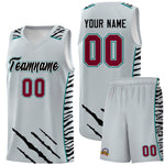 Custom Silver Personalized Tiger Claw Pattern Sports Uniform Basketball Jersey | BuyFootballJersey