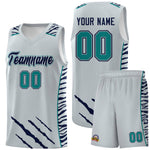 Custom Silver Personalized Tiger Claw Pattern Sports Uniform Basketball Jersey | BuyFootballJersey