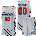 Custom Silver Personalized Tiger Claw Pattern Sports Uniform Basketball Jersey | BuyFootballJersey
