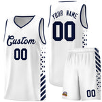 Custom White Navy Side Diamond Shapes Stripes Basketball Jersey | BuyFootballJersey