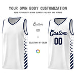 Custom White Navy Side Diamond Shapes Stripes Basketball Jersey | BuyFootballJersey