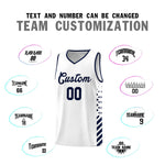 Custom White Navy Side Diamond Shapes Stripes Basketball Jersey | BuyFootballJersey