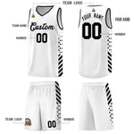 Custom White Black Side Diamond Shapes Stripes Basketball Jersey | BuyFootballJersey