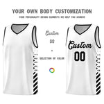 Custom White Black Side Diamond Shapes Stripes Basketball Jersey | BuyFootballJersey