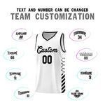 Custom White Black Side Diamond Shapes Stripes Basketball Jersey | BuyFootballJersey