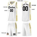 Custom White Old Gold Side Diamond Shapes Stripes Basketball Jersey | BuyFootballJersey