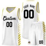 Custom White Old Gold Side Diamond Shapes Stripes Basketball Jersey | BuyFootballJersey