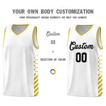 Custom White Old Gold Side Diamond Shapes Stripes Basketball Jersey | BuyFootballJersey